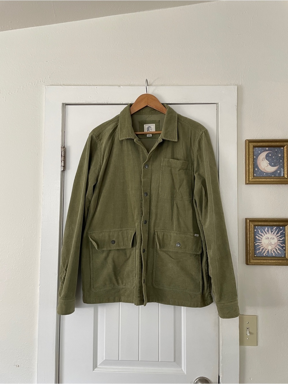 Men's O'neil Olive Green Corduroy Shacket Jacket Size M Casual Western Light